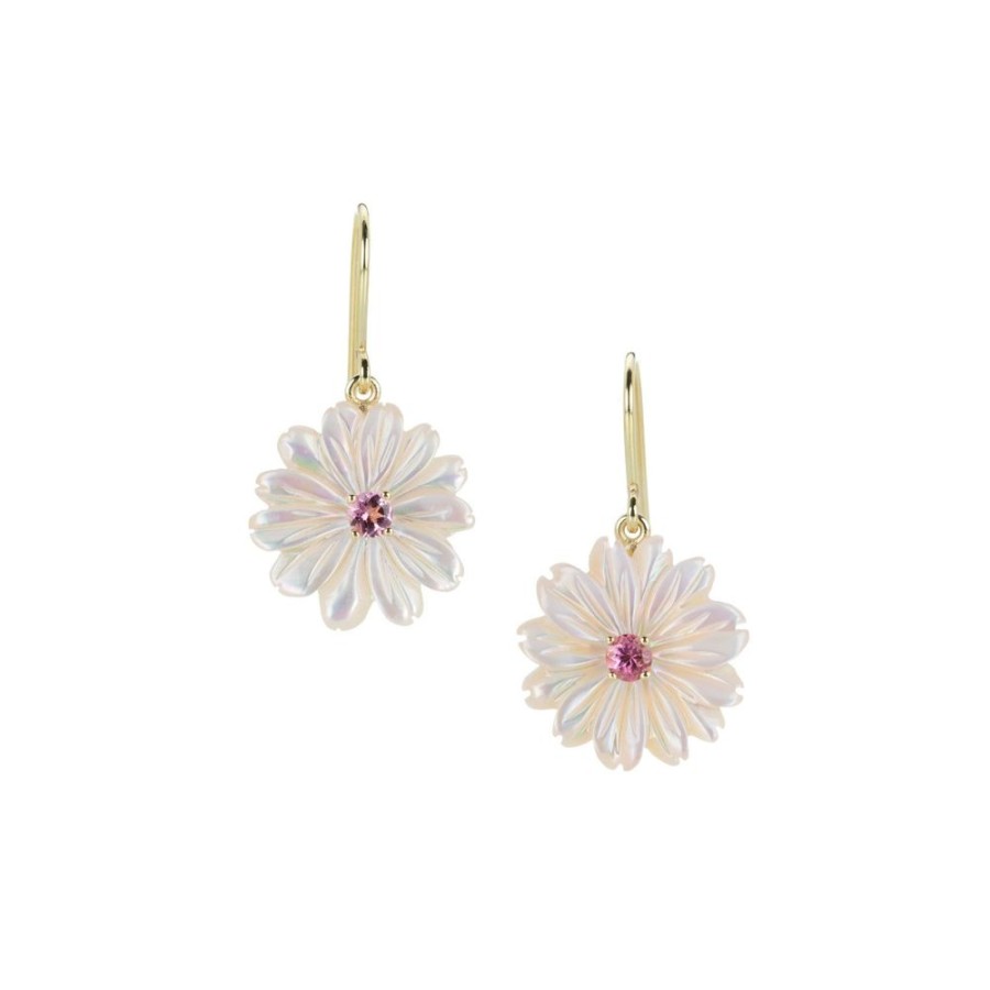 Earrings Nicole Landaw | Palest Pink Mother Of Pearl Flower Dangles