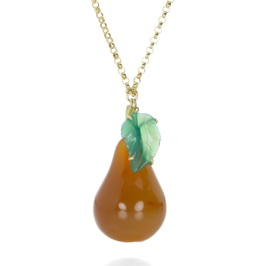 Necklaces Gabriella Kiss | Carnelian And Jade Pear Pendant