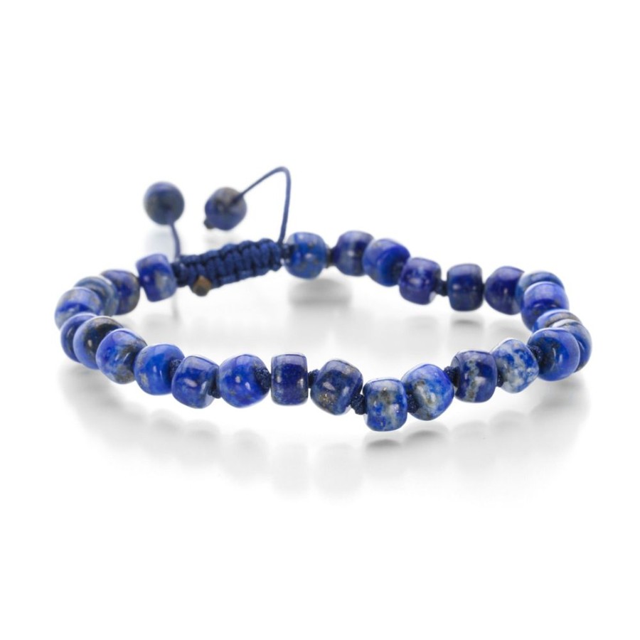 Bracelets Joseph Brooks | Smooth 6Mm Lapis Barrel Bracelet