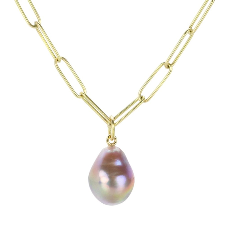 Necklaces Maria Beaulieu | Metallic Pink Pearl Pendant (Pendant Only)