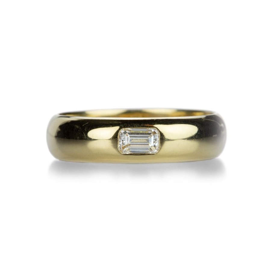 Rings Diana Mitchell | East West Emerald Cut Diamond Gypsy Band