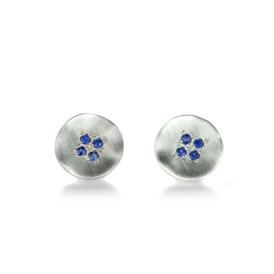 Earrings Adel Chefridi | Sapphire Four Star Wave Studs