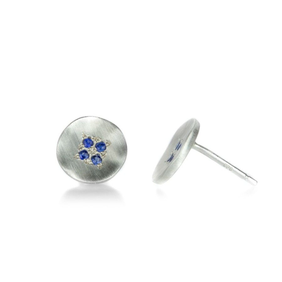 Earrings Adel Chefridi | Sapphire Four Star Wave Studs