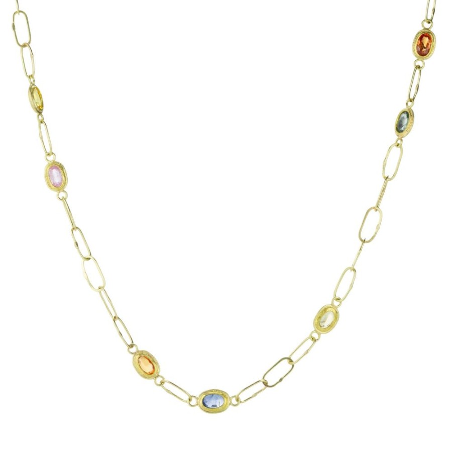 Necklaces Petra Class | Multicolored Sapphire Chain Necklace