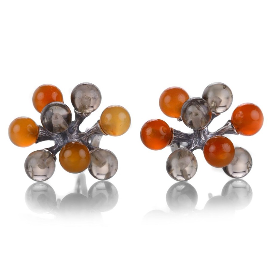 Earrings John Iversen | Carnelian & Smoky Quartz Jacks Earrings