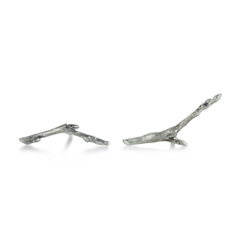 Earrings Gabriella Kiss | Sterling Silver Asymmetrical Branch Studs