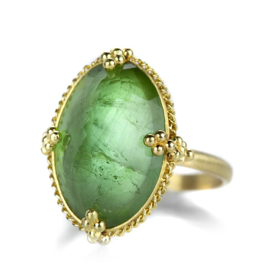 Rings Amali | 18K Oval Faceted Green Tourmaline Ring