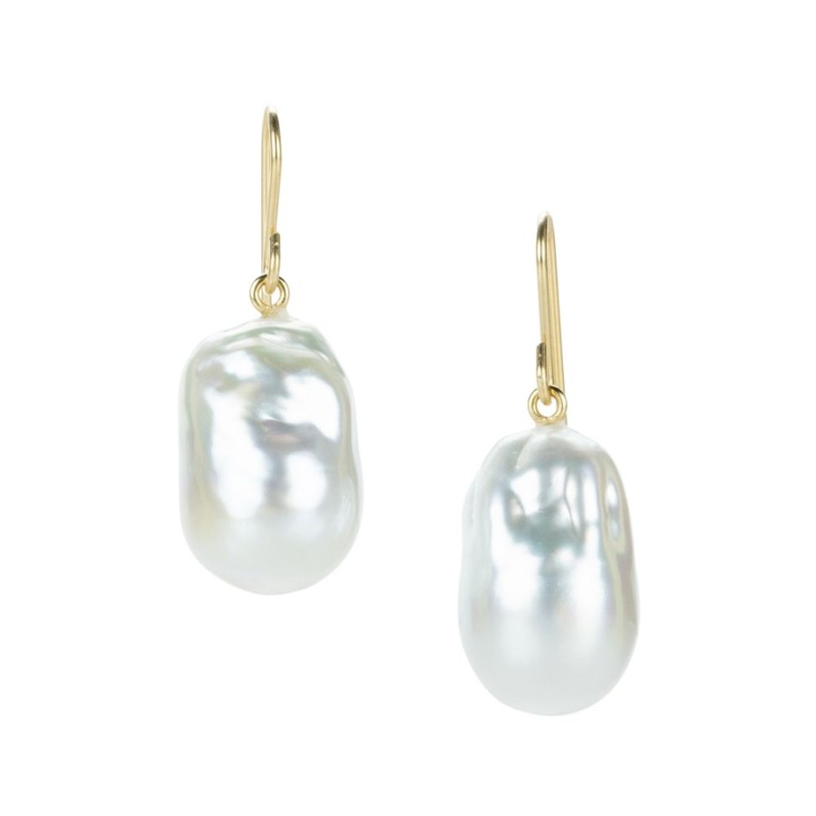 Earrings Maria Beaulieu | White South Sea Baroque Drop Earrings