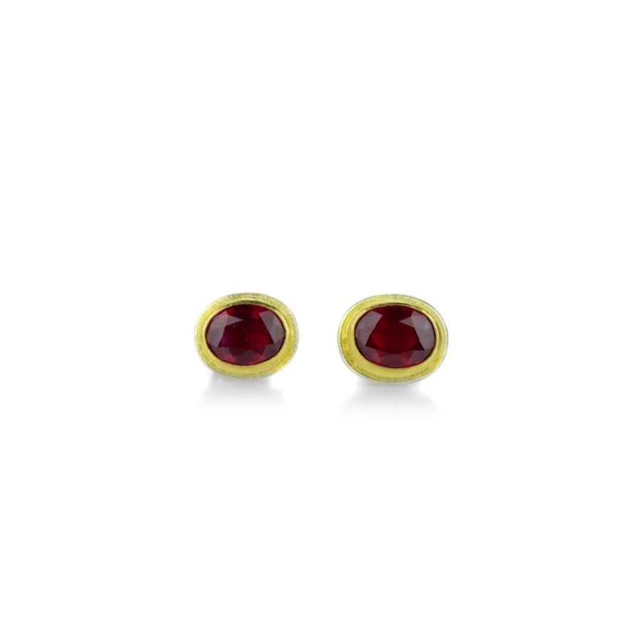 Earrings Petra Class | Oval Red Ruby Studs