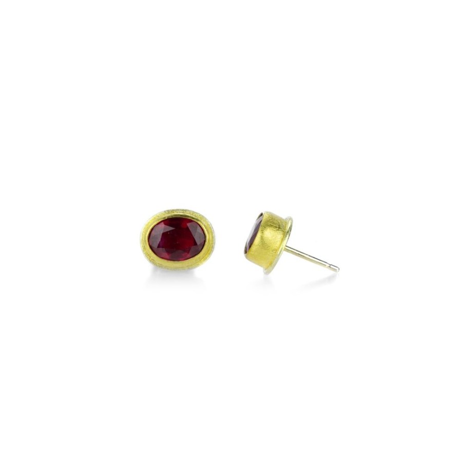 Earrings Petra Class | Oval Red Ruby Studs