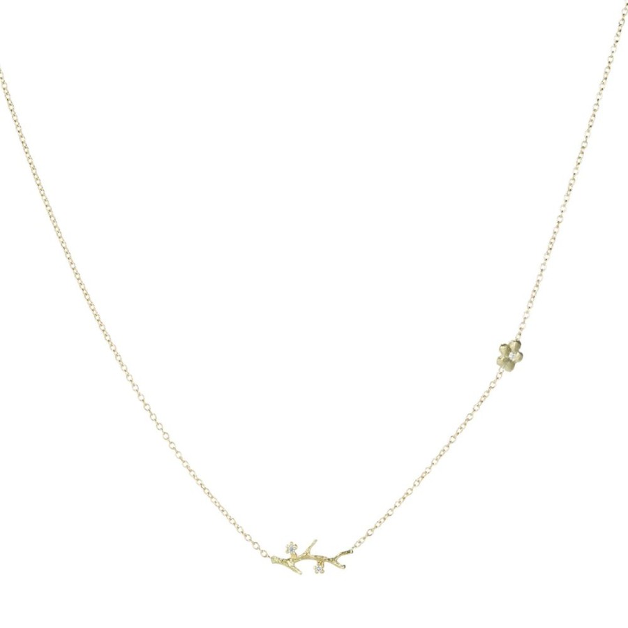 Necklaces Victoria Cunningham | Tiny Branch And Flower Necklace