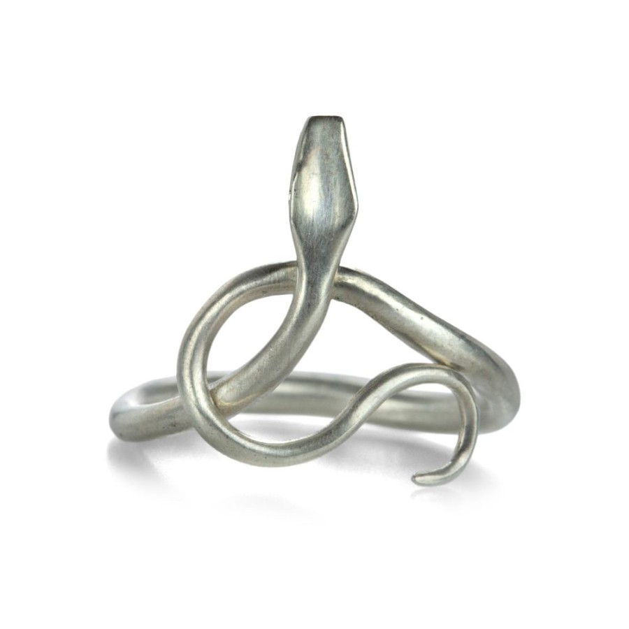 Rings Annette Ferdinandsen | Silver Serpent Ring With Ruby Eyes