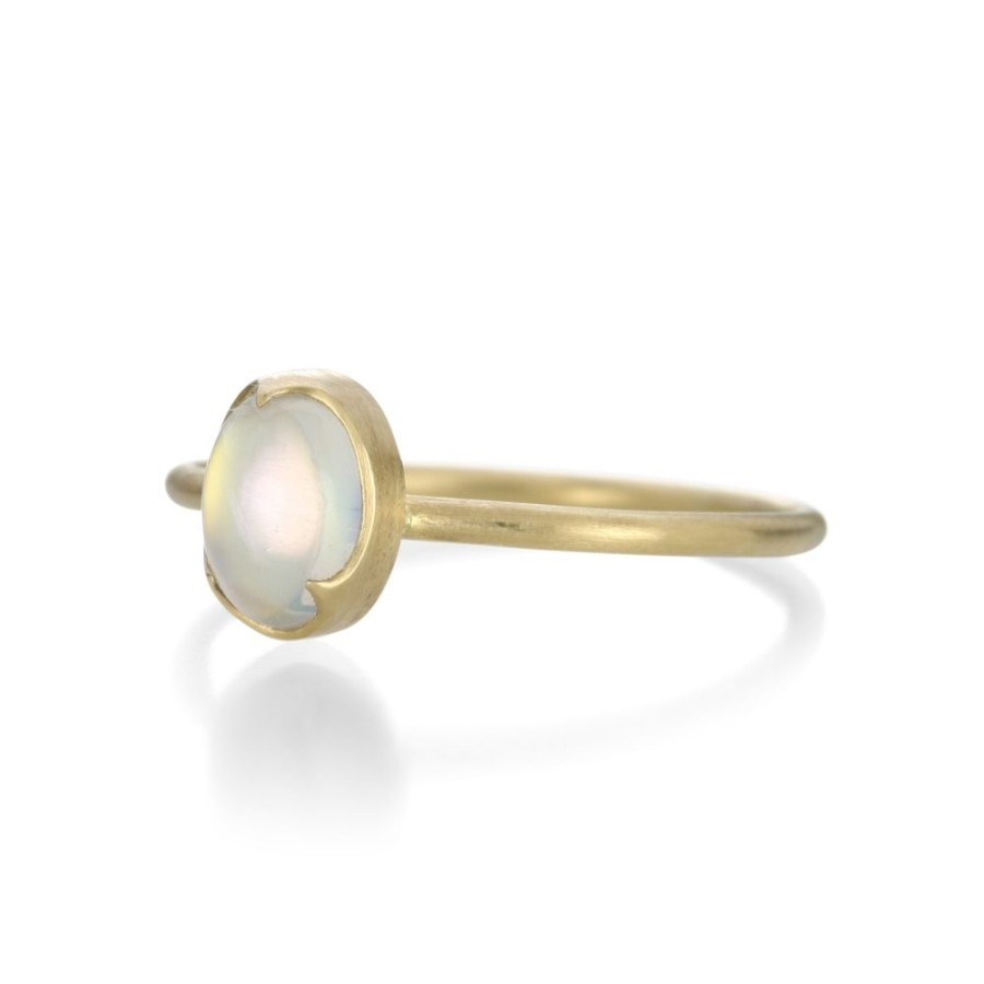 Rings Gabriella Kiss | White Oval Rainbow Moonstone Ring