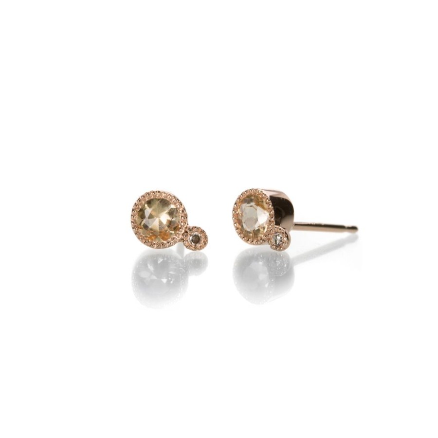 Earrings Sirciam | Peach Topaz Milgrain Stud Earrings