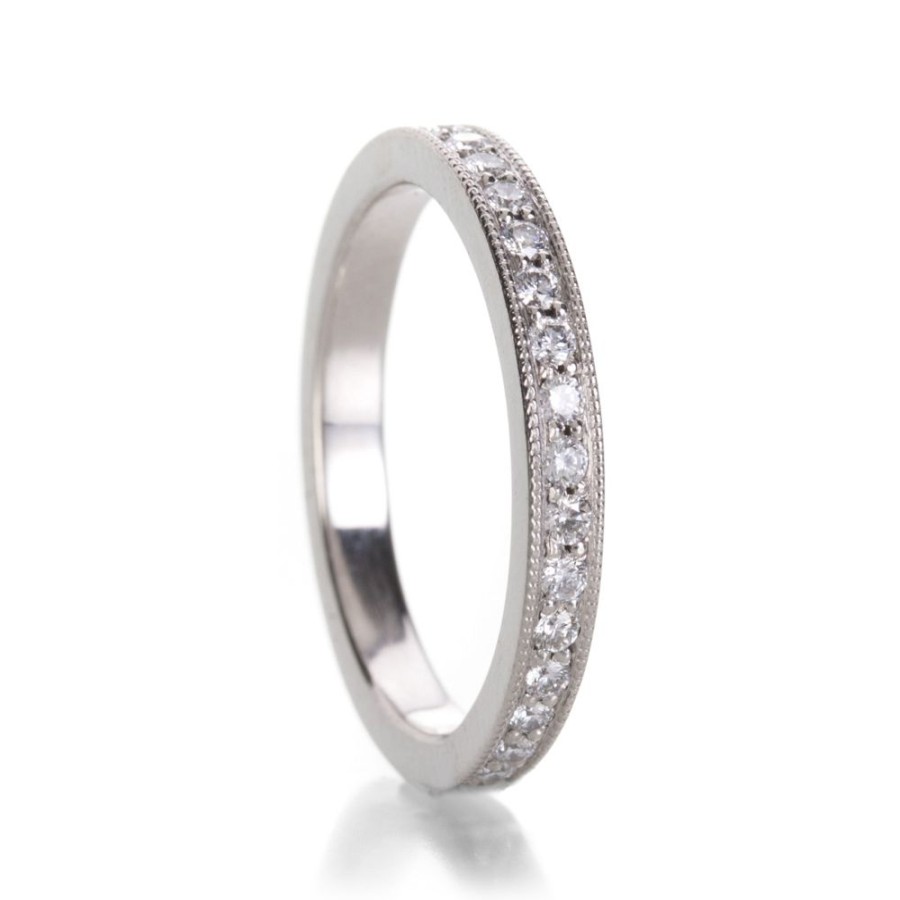 Rings Edward Burrowes | Platinum Diamond Band With Milgrain Edges