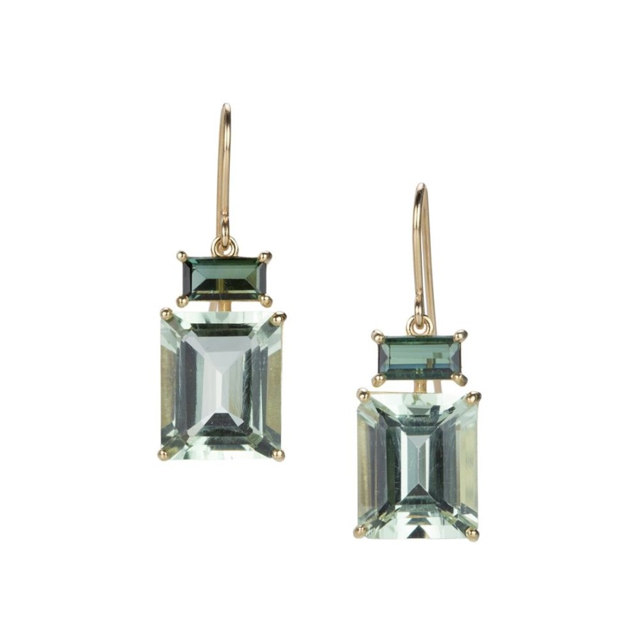 Earrings Nicole Landaw | Tourmaline And Green Amethyst Drop Earrings