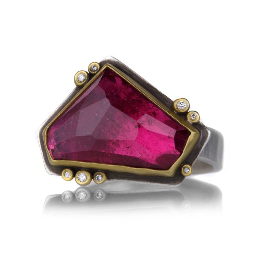 Rings Ananda Khalsa | Geometric Rose Cut Pink Tourmaline Ring