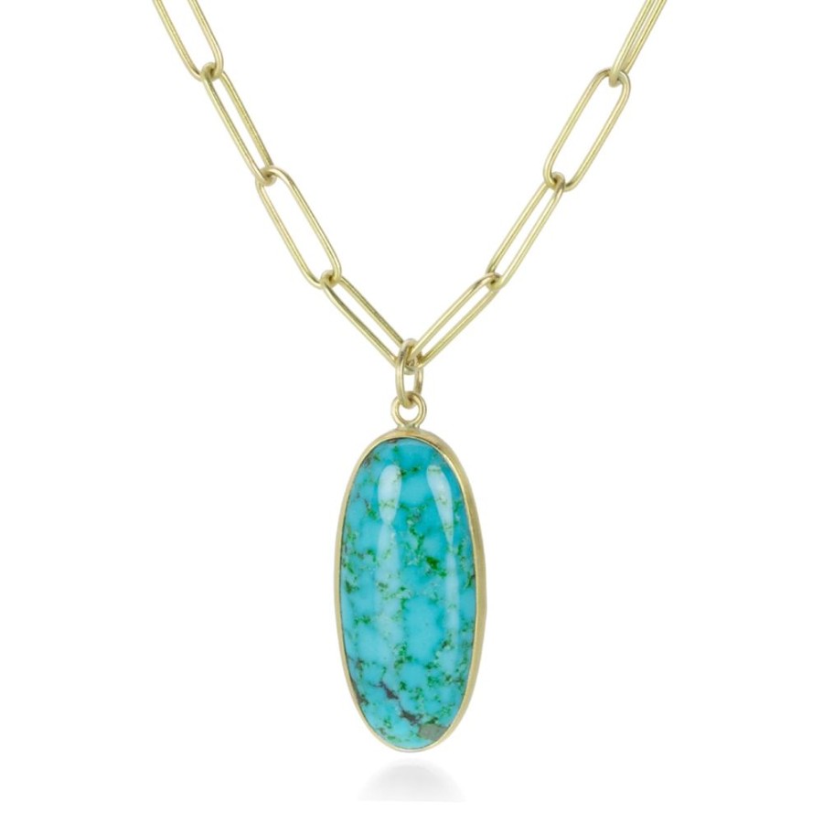 Necklaces Maria Beaulieu | Oval Kingman Turquiose Pendant (Pendant Only)