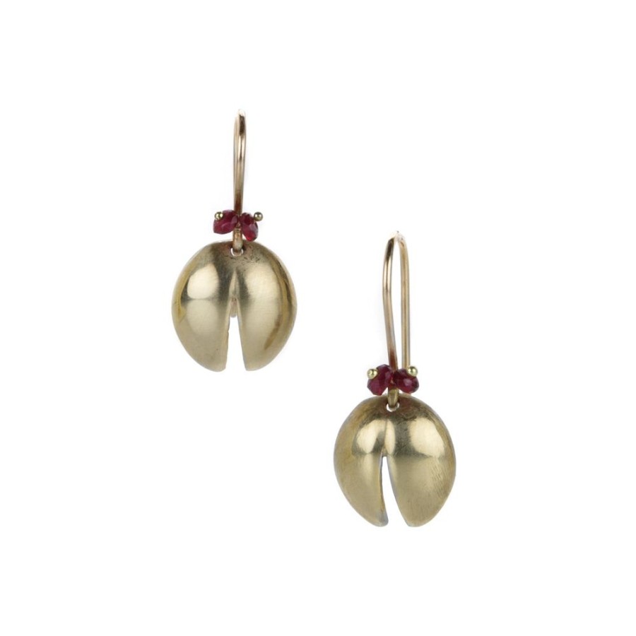 Earrings Annette Ferdinandsen | 14K Lady Bug Earrings With Ruby Eyes