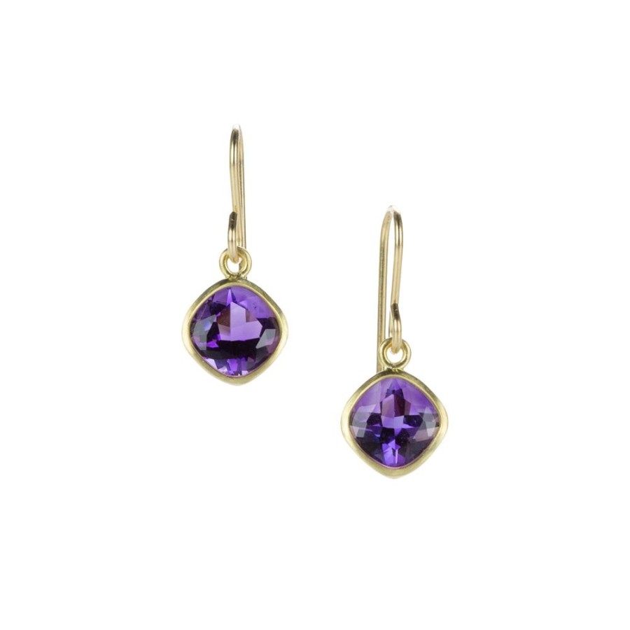 Earrings Maria Beaulieu | Small Faceted Amethyst Drop Earrings