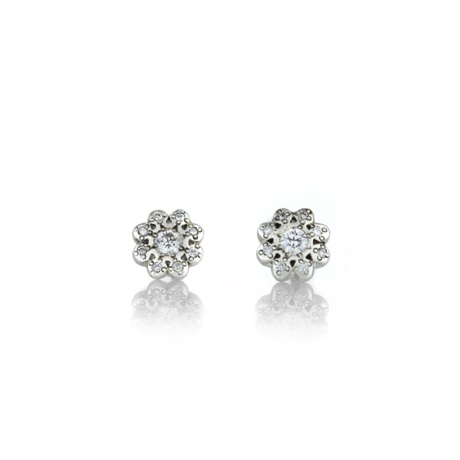 Earrings Adel Chefridi | Moonflower Charm Studs With Diamonds