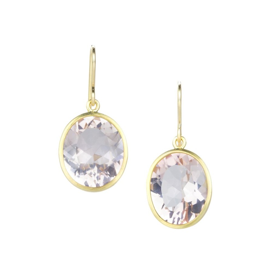 Earrings Maria Beaulieu | Oval Rose Quartz Drop Earrings