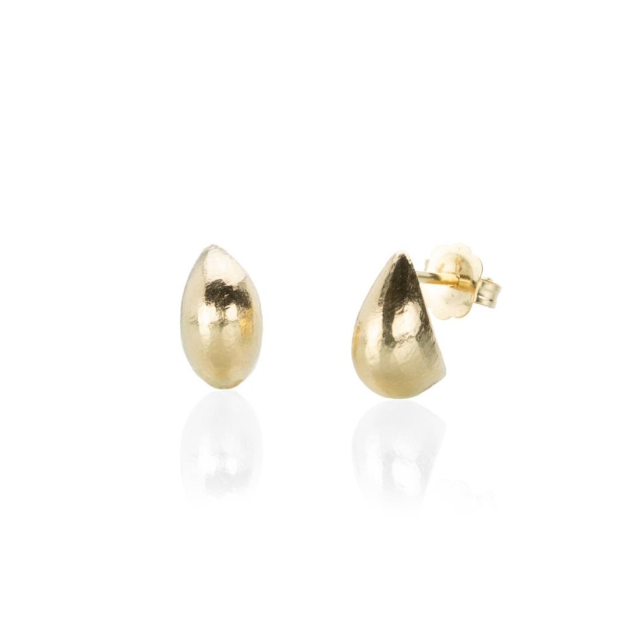 Earrings Nicole Landaw | Small 14K Teardrop Hewn Earrings