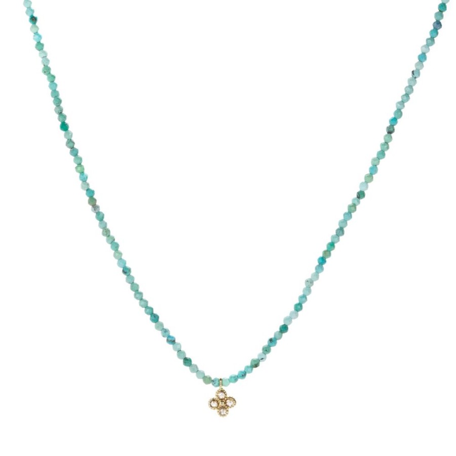 Necklaces Margaret Solow | Turquoise Necklace With Diamond Pendant