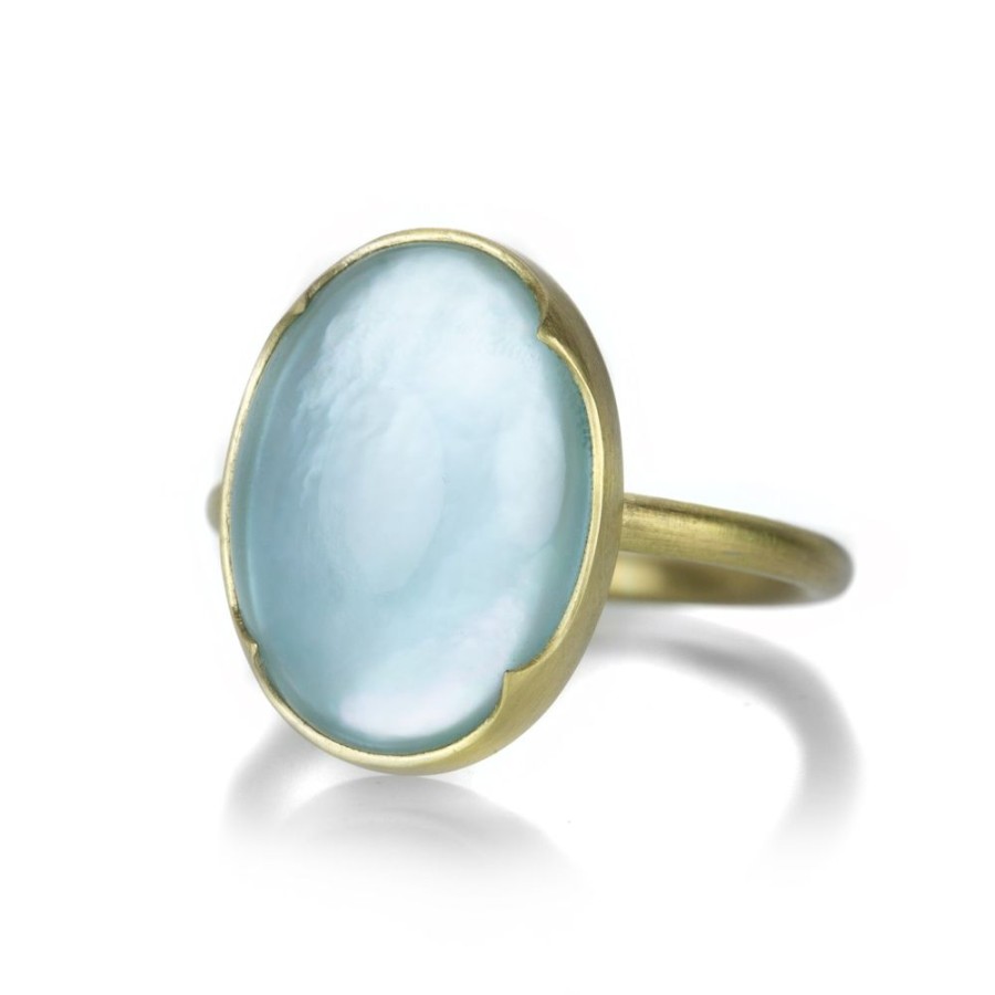 Rings Gabriella Kiss | Aquamarine Over Mother Of Pearl Ring