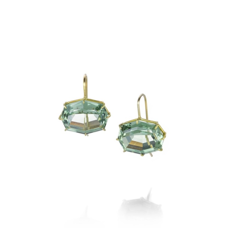 Earrings Rosanne Pugliese | Green Amethyst Octagon Drop Earrings