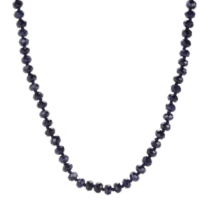 Necklaces Joseph Brooks | 6Mm Blue Sapphire Beaded Necklace