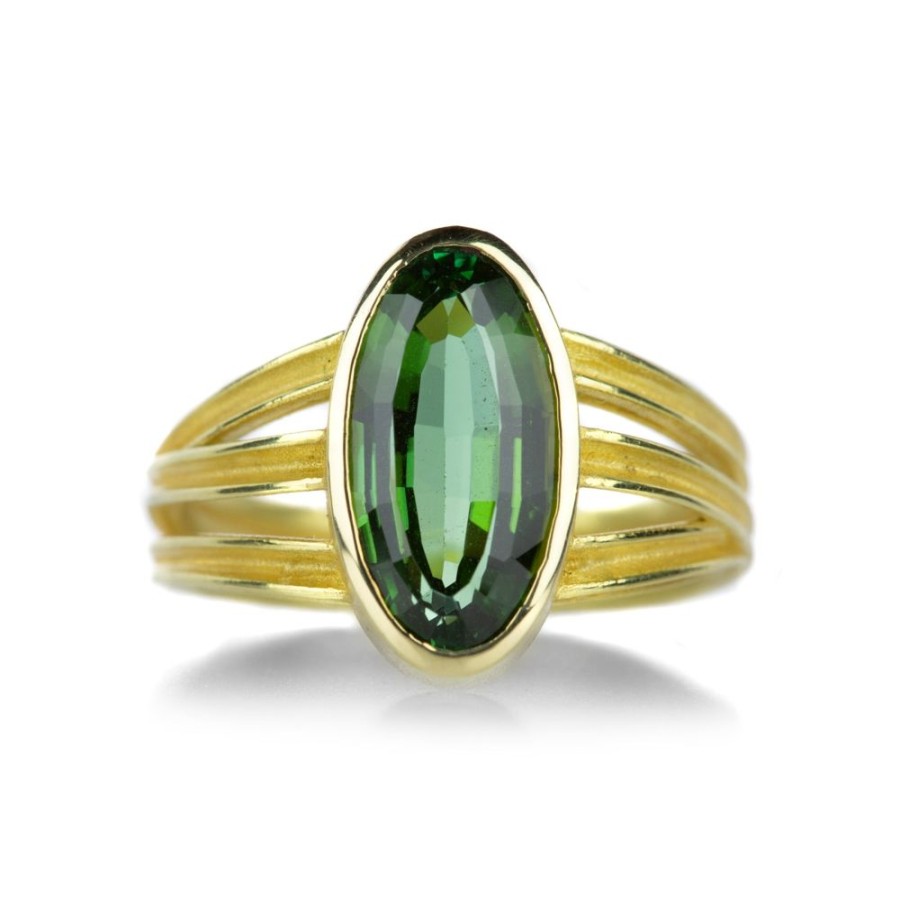 Rings Barbara Heinrich | Oval Green Tourmaline Wrapped Ribbon Ring