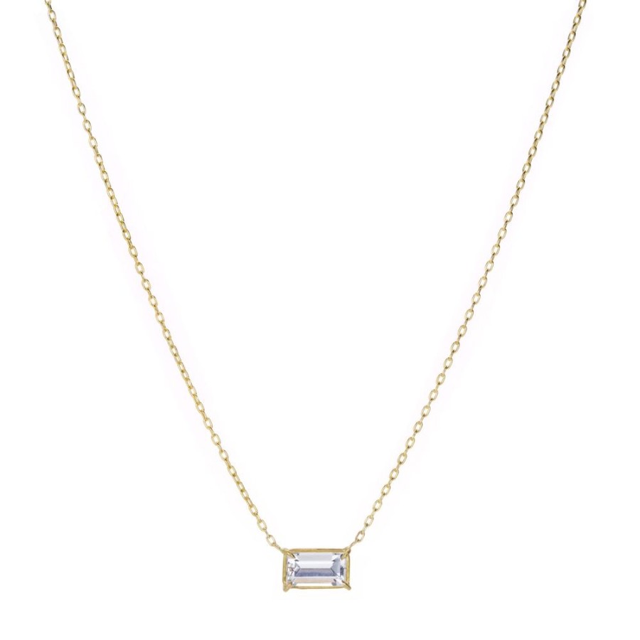 Necklaces Rosanne Pugliese | White Topaz Bar Pendant Necklace