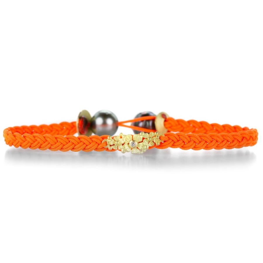 Bracelets Lene Vibe | Braided Orange Floral Bracelet