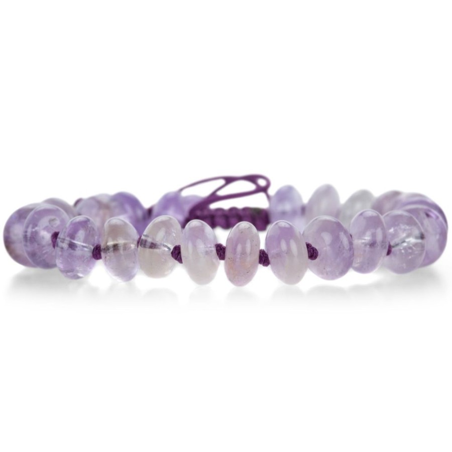 Bracelets Joseph Brooks | 10Mm Smooth Amethyst Rondelle Bracelet