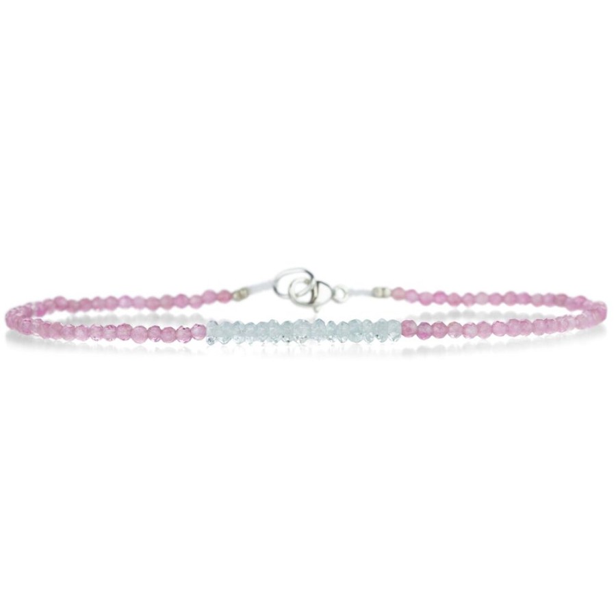 Bracelets Margaret Solow | Pink Tourmaline And Aquamarine Beaded Bracelet