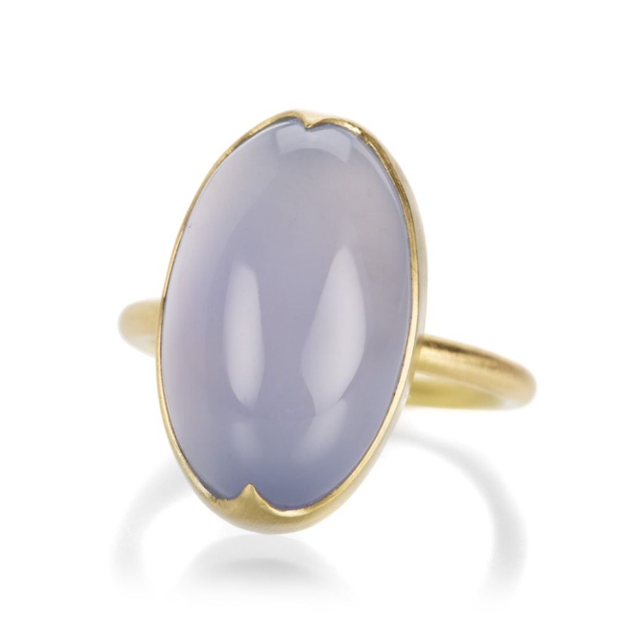 Rings Gabriella Kiss | Large Oval Blue Chalcedony Ring