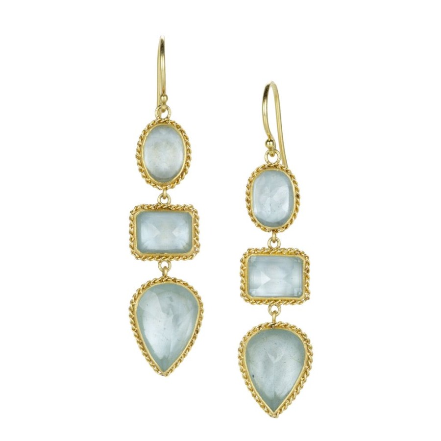 Earrings Amali | Triple Aquamarine Drop Earrings