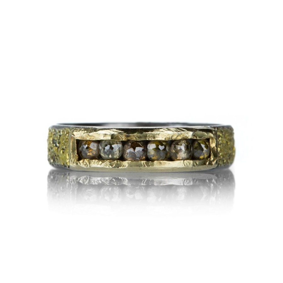 Rings Kate Maller | Champagne Black And Gold Channel Ring