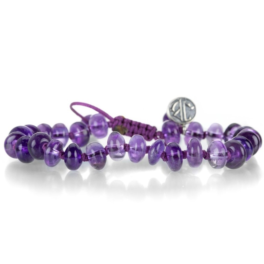 Bracelets Joseph Brooks | 8Mm Smooth Dark Amethyst Beaded Bracelet