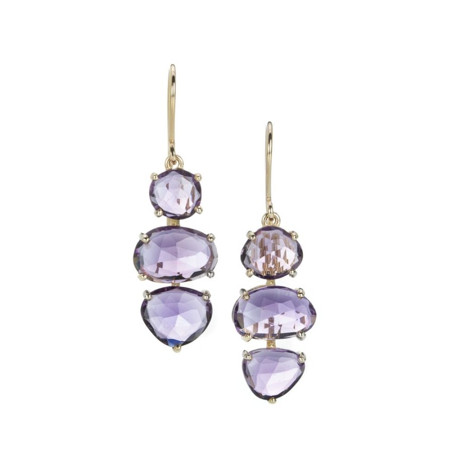 Earrings Nicole Landaw | Triple Rose Cut Amethyst Earrings