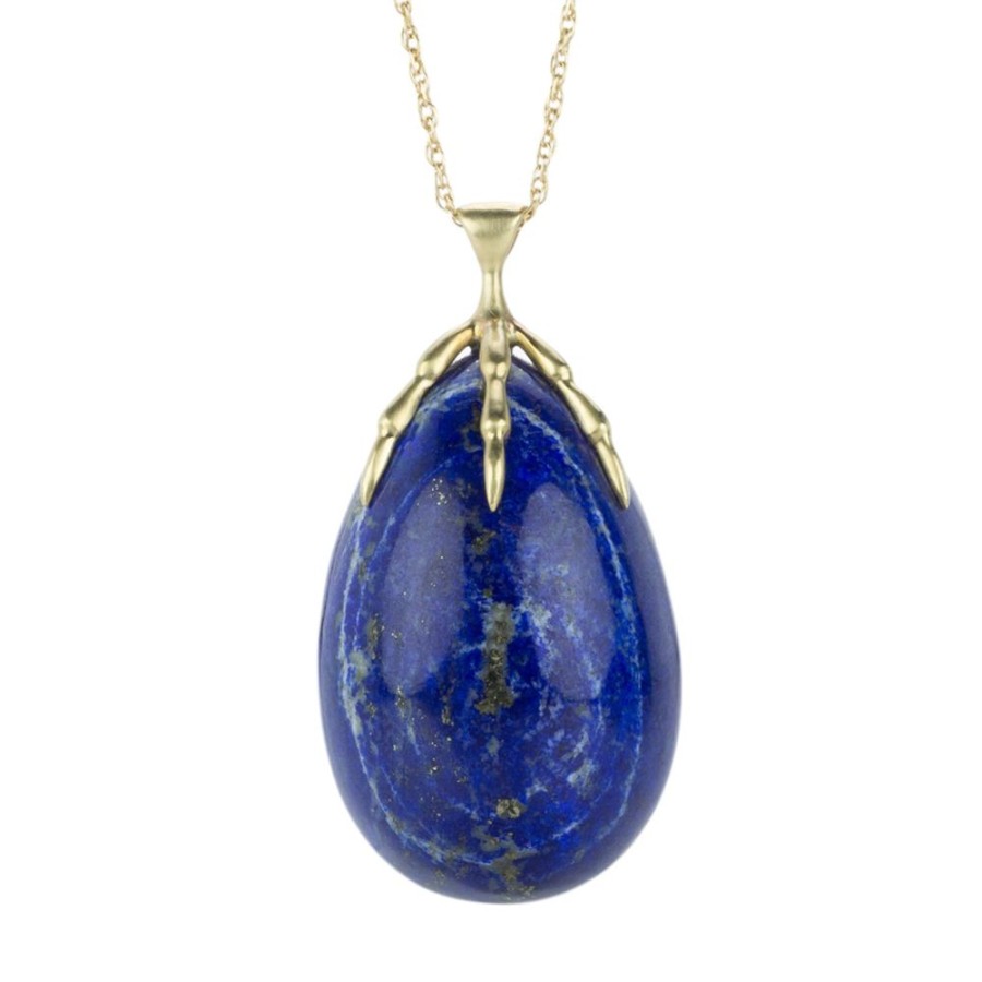 Necklaces Annette Ferdinandsen | Claw Necklace With Lapis Egg Pendant