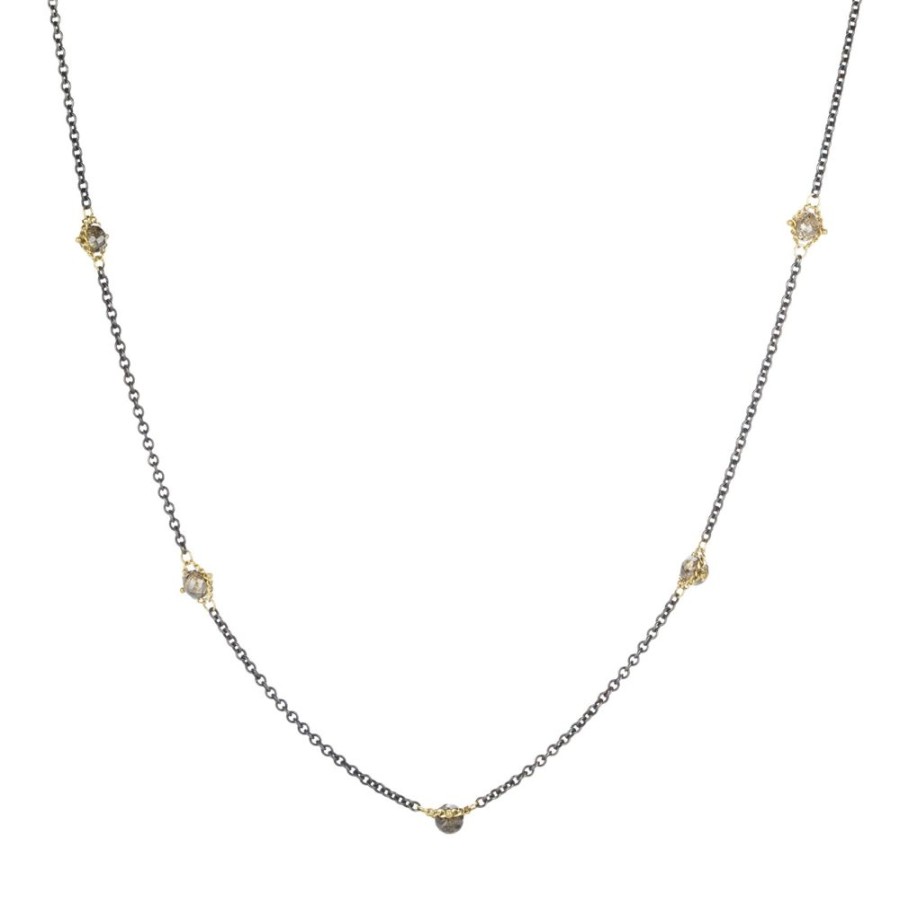 Necklaces Amali | Champagne Diamond Triple Textile Station Necklace