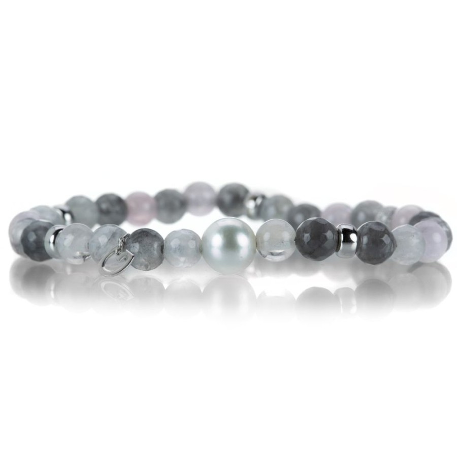 Bracelets Gellner | Rose Quartz, Gray Agate And Pearl Bracelet