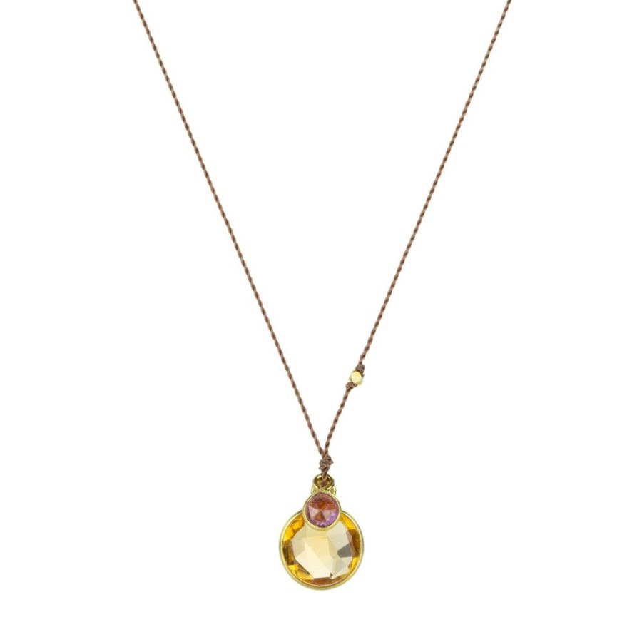 Necklaces Margaret Solow | Citrine And Sapphire Double Pendant Necklace