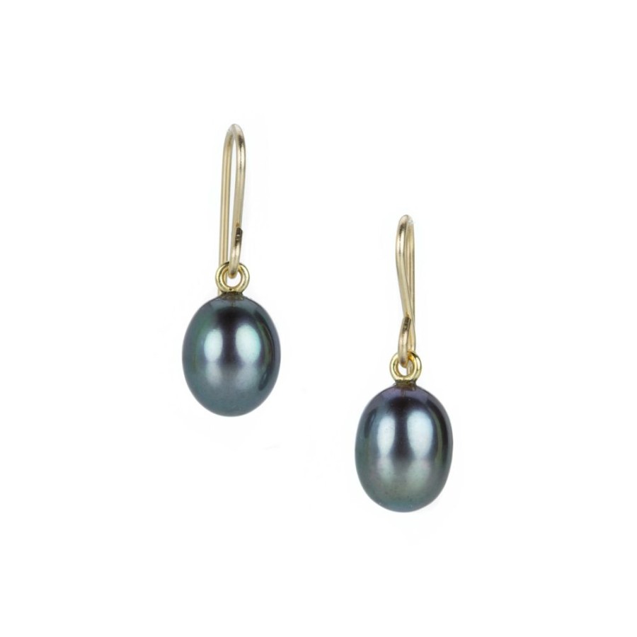 Earrings Maria Beaulieu | 18K Black Freshwater Pearl Drop Earrings