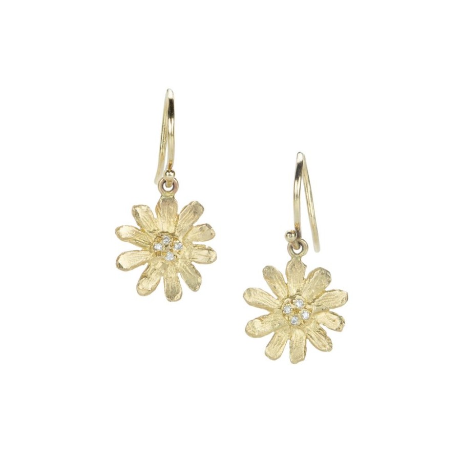 Earrings Victoria Cunningham | Pave Diamond Daisy Drop Earrings