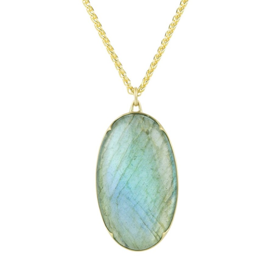 Necklaces Gabriella Kiss | Crystal Over Labradorite Pendant Necklace