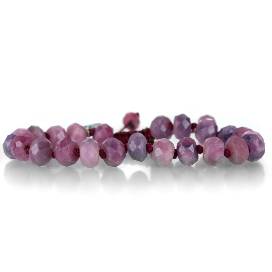 Bracelets Joseph Brooks | 8Mm Faceted Ruby Rondelle Beaded Bracelet