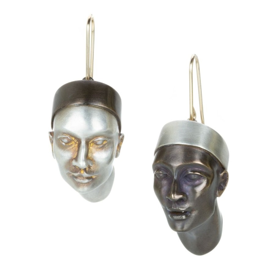 Earrings Gabriella Kiss | Mixed Metal Head Earrings With Hats